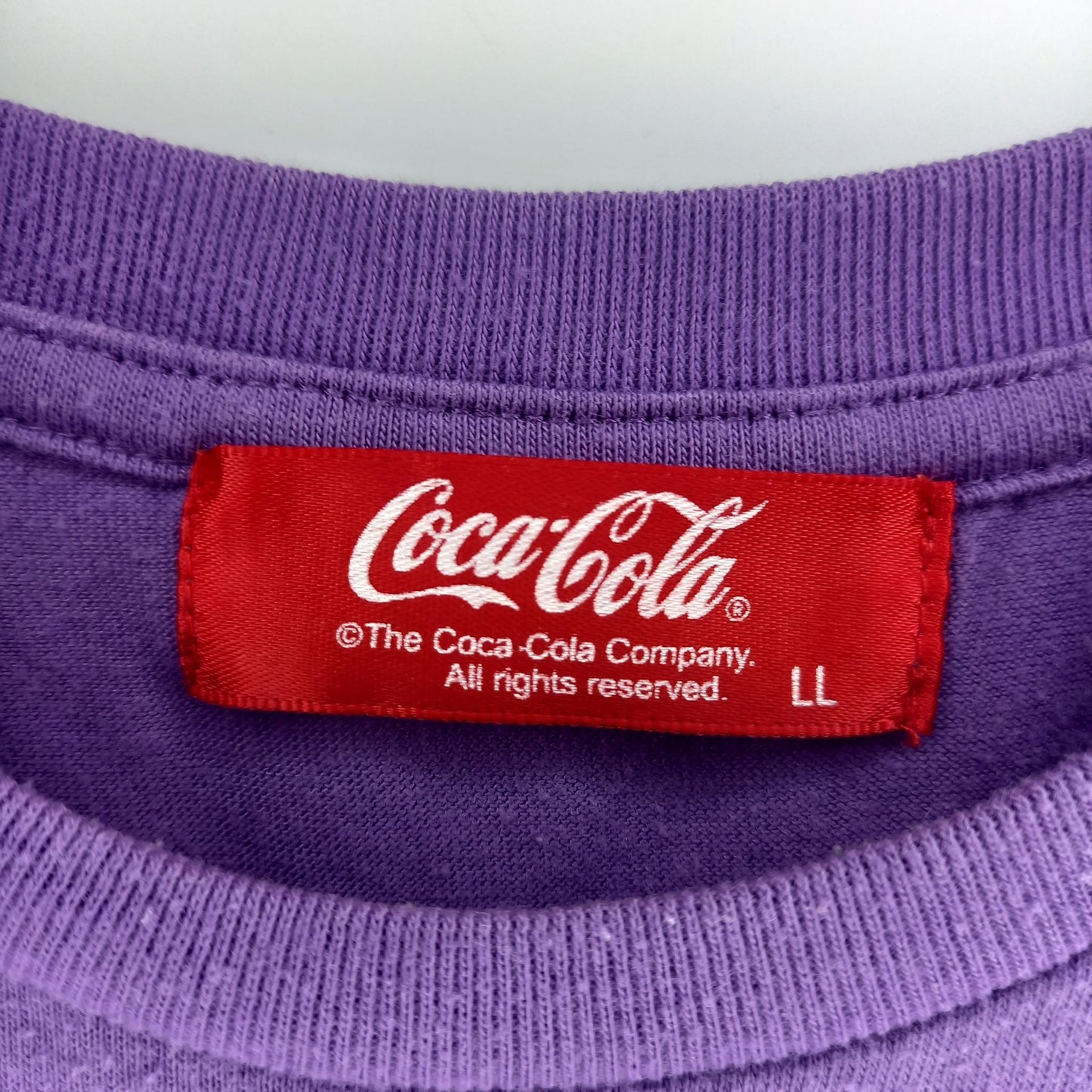 コカ・コーラ　クルーネック　ポケット　カットソー　半袖　企業ロゴ　紫　XL