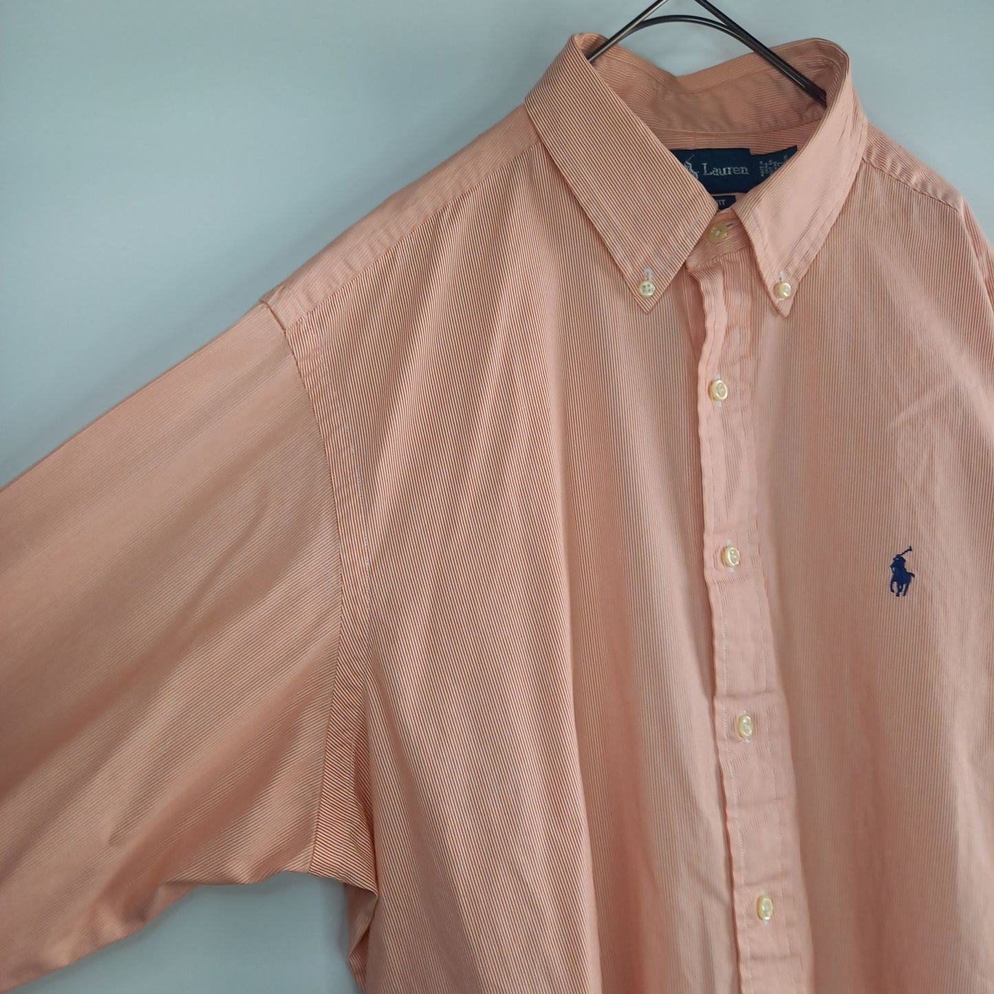 ラルフローレン　BDシャツ　長袖　刺繍ロゴ　オーバーサイズ　ストライプ　17