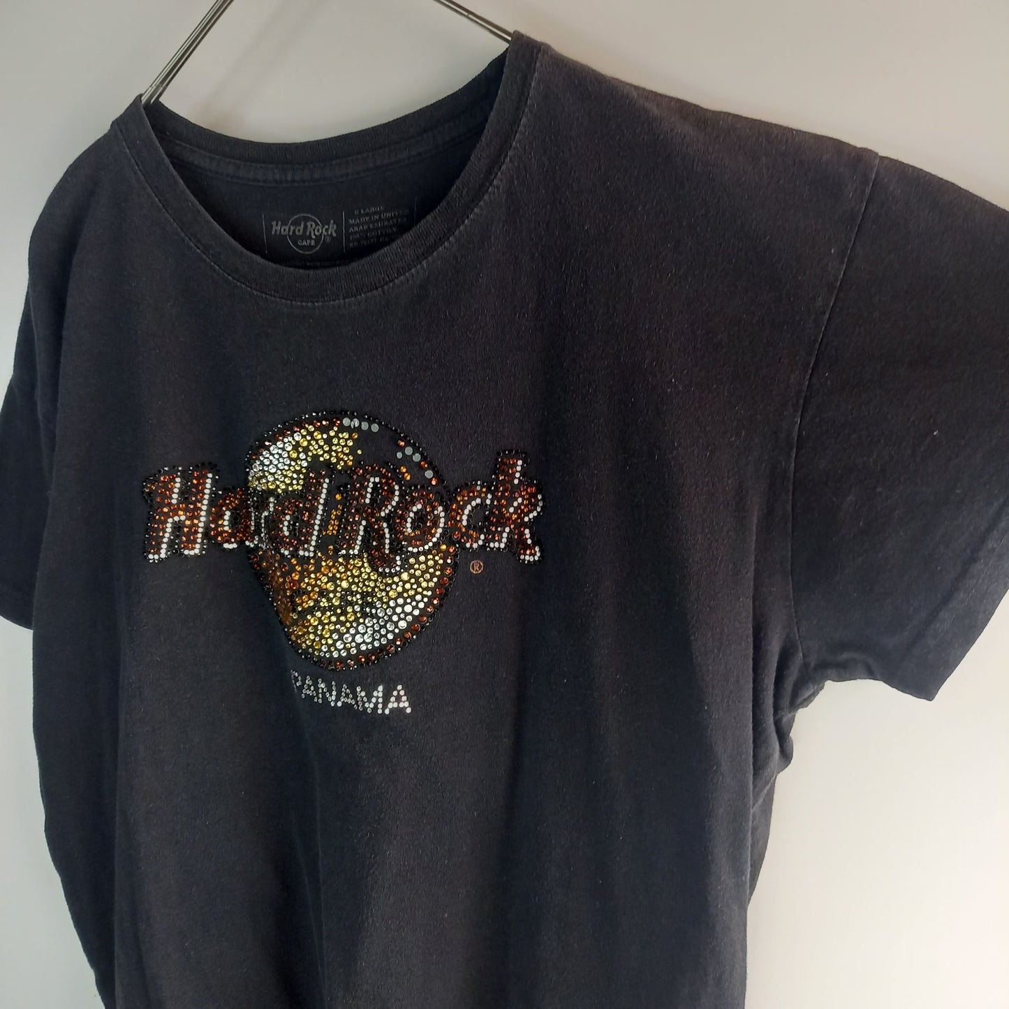 HARD ROCK CAFE　クルーネック　Tシャツ　半袖　スタッズ　黒　XL