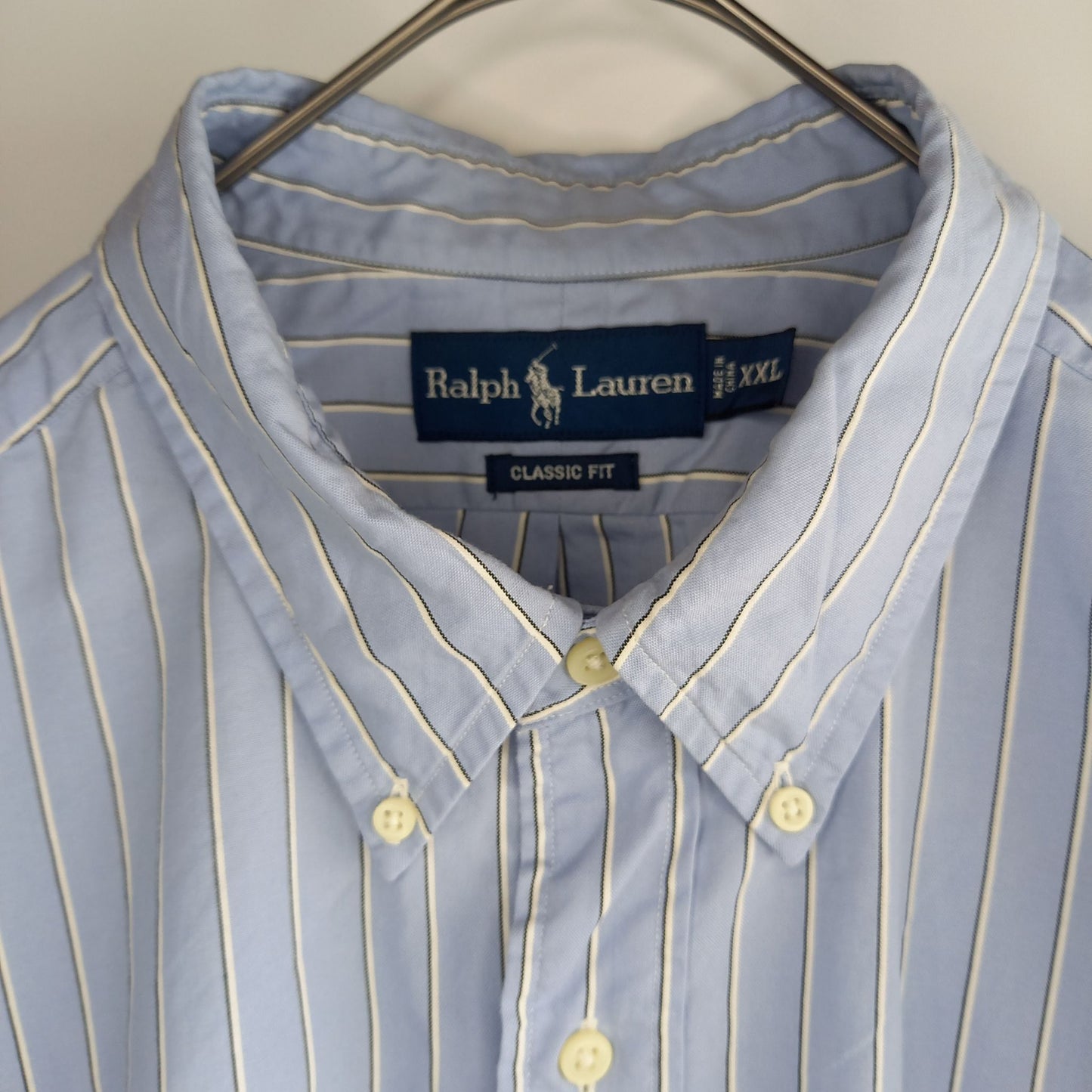 ラルフローレン　コットン　BDシャツ　ストライプ　オーバーサイズ　刺繍ロゴ