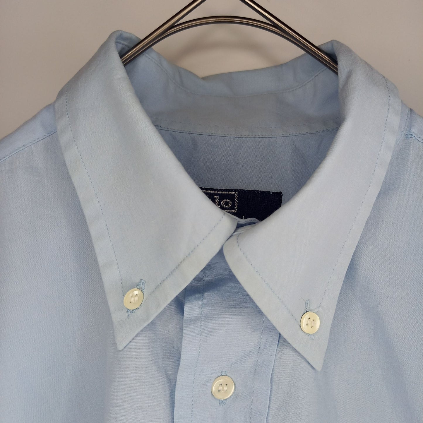 ポロバイラルフローレン　BDシャツ　半袖　無地　刺繍ロゴ　ライトブルー　L