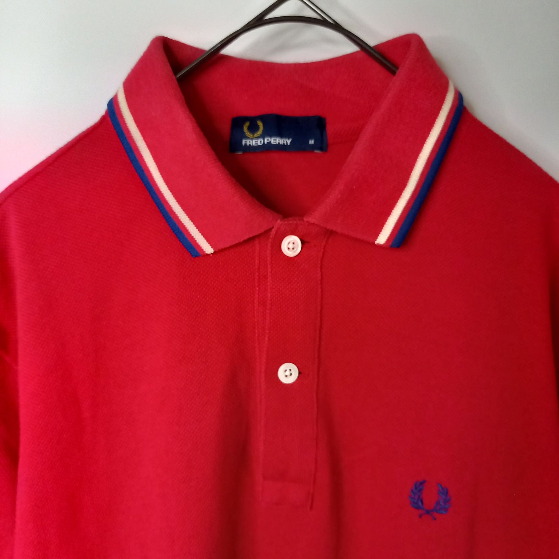 日本製 フレッドペリー ポロシャツ 半袖 ヒットユニオン 刺繍ロゴ 赤 M
