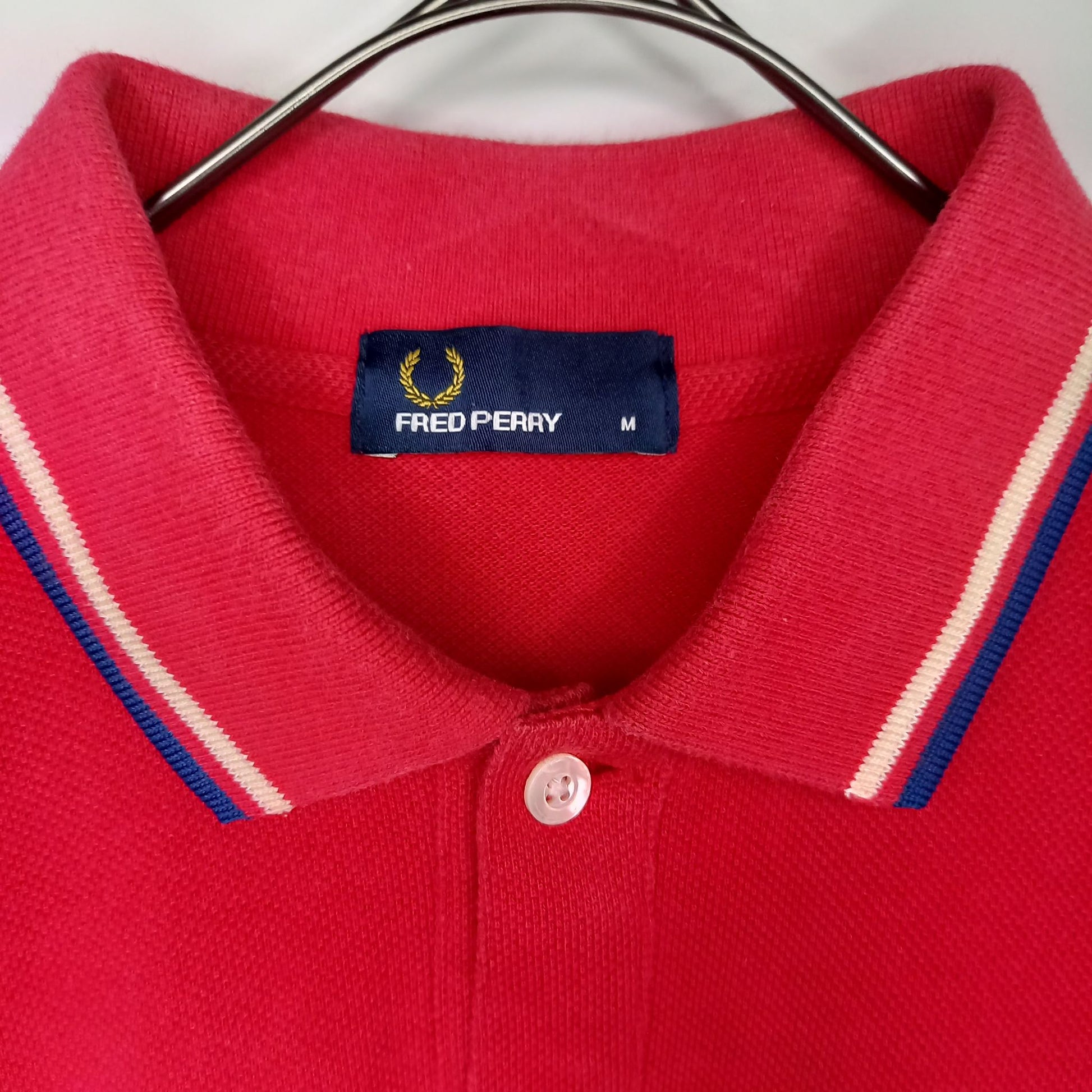 日本製 フレッドペリー ポロシャツ 半袖 ヒットユニオン 刺繍ロゴ 赤 M 