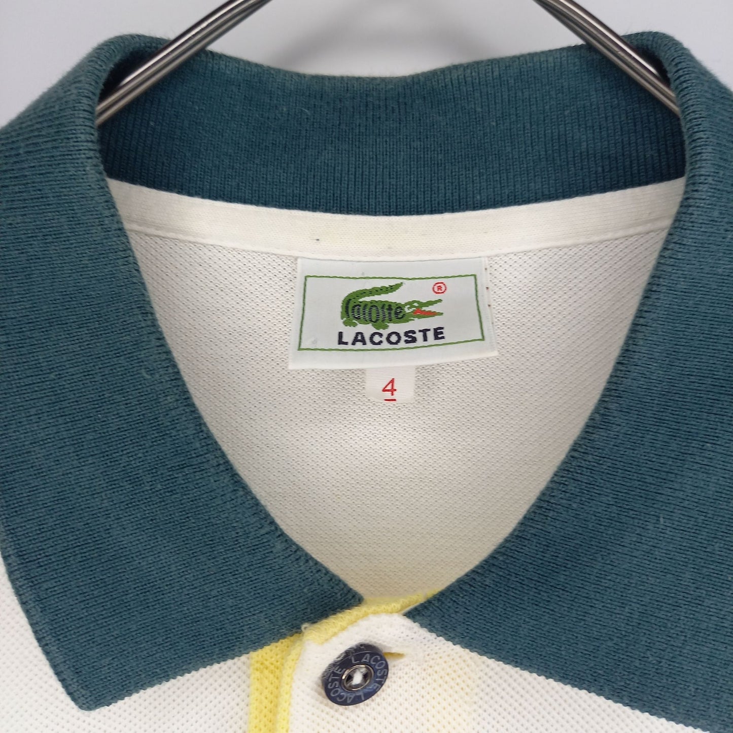 ラコステ　旧タグ　ポロシャツ　半袖　刺繍ロゴ　シェルボタン　ビッグロゴ